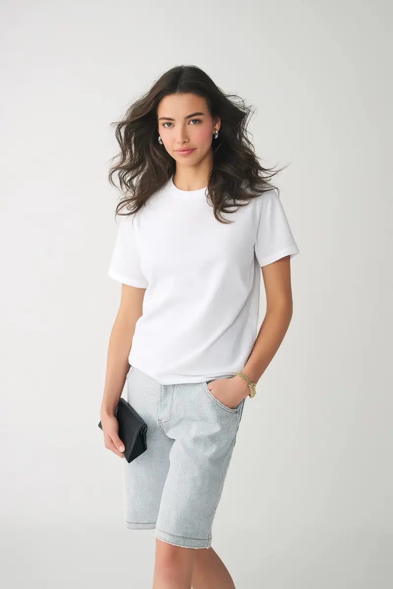 Белая футболка однотонная